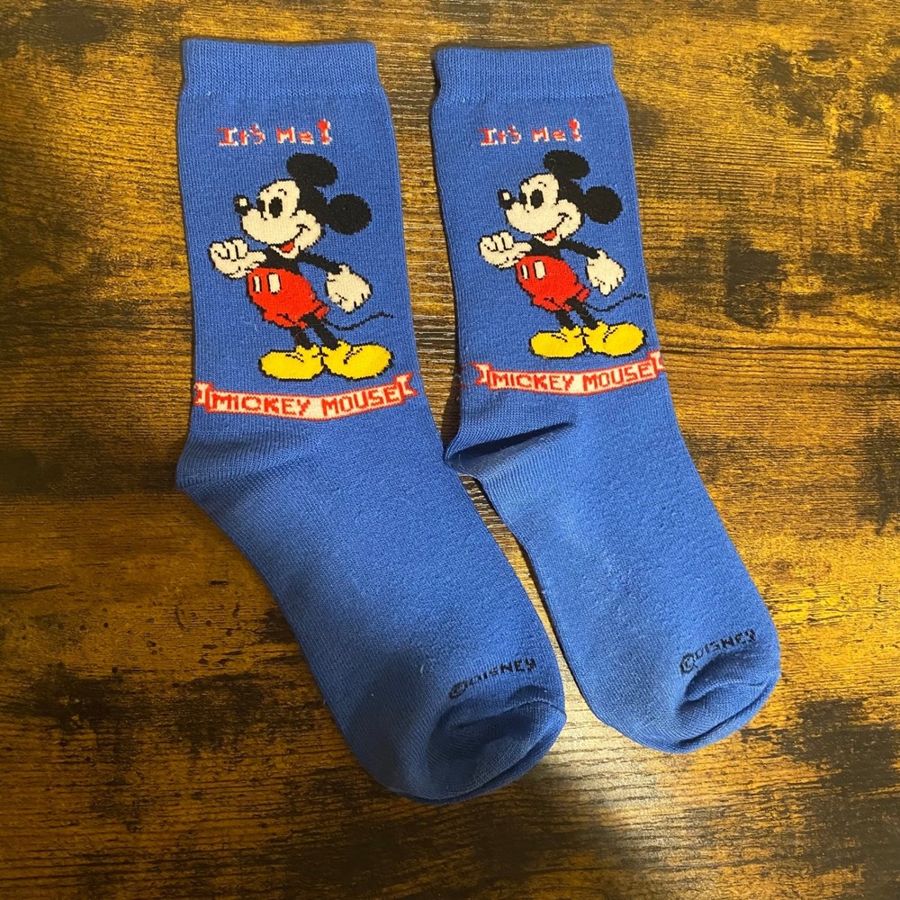 Disney Mickey Mouse Blue Crew Socks Its Me Graphic Vintage Style Mens Womens